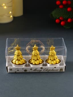 Набор свечей новогодних «Ёлка золотая», 3 шт., 4×6 см
