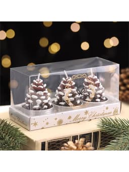 Набор свечей новогодних «Шишка», 3 шт., 4×6 см