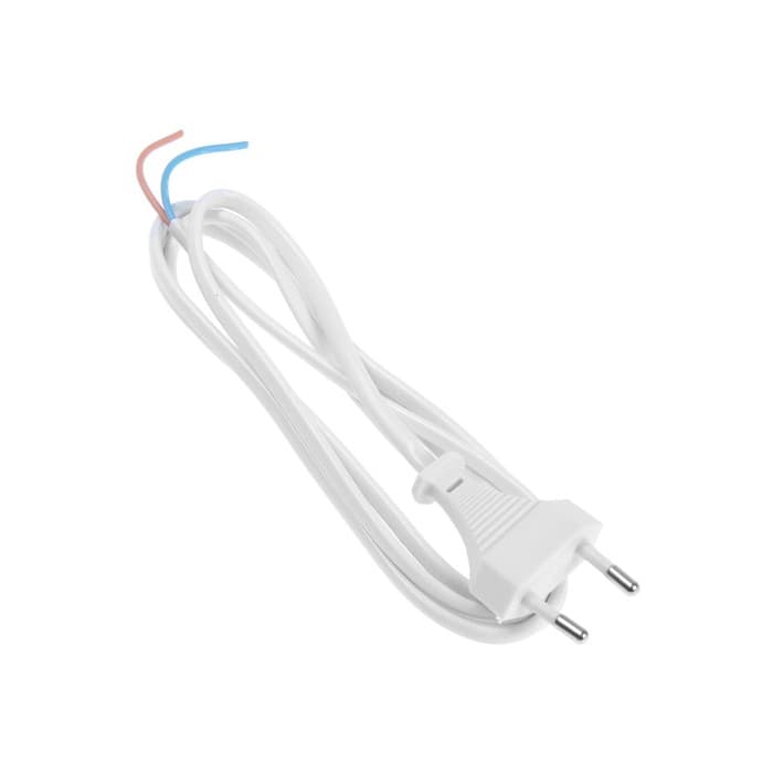 Шнур сетевой с вилкой, 1.5 м, ШВВП 2×0.5 мм2, белый