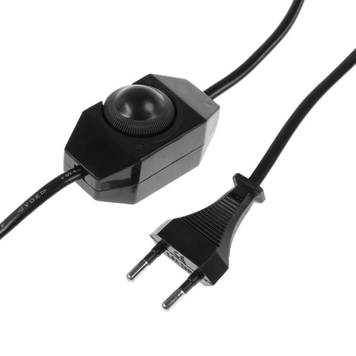 Шнур сетевой с диммером для бра, 100 Вт, 1.5 м, чёрный