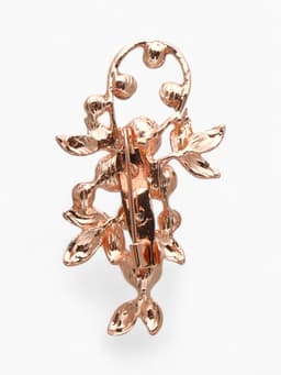 Брошь «Жемчужная ветвь», с росой, бело-фиолетовая в розовом золоте