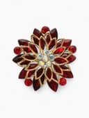 Брошь «Цветок Хризантемы», красная в золоте