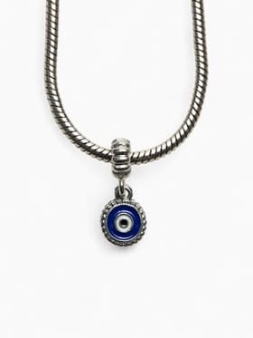 Шарм подвеска «От сглаза», бело-синий в серебре