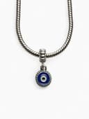 Шарм подвеска «От сглаза», бело-синий в серебре