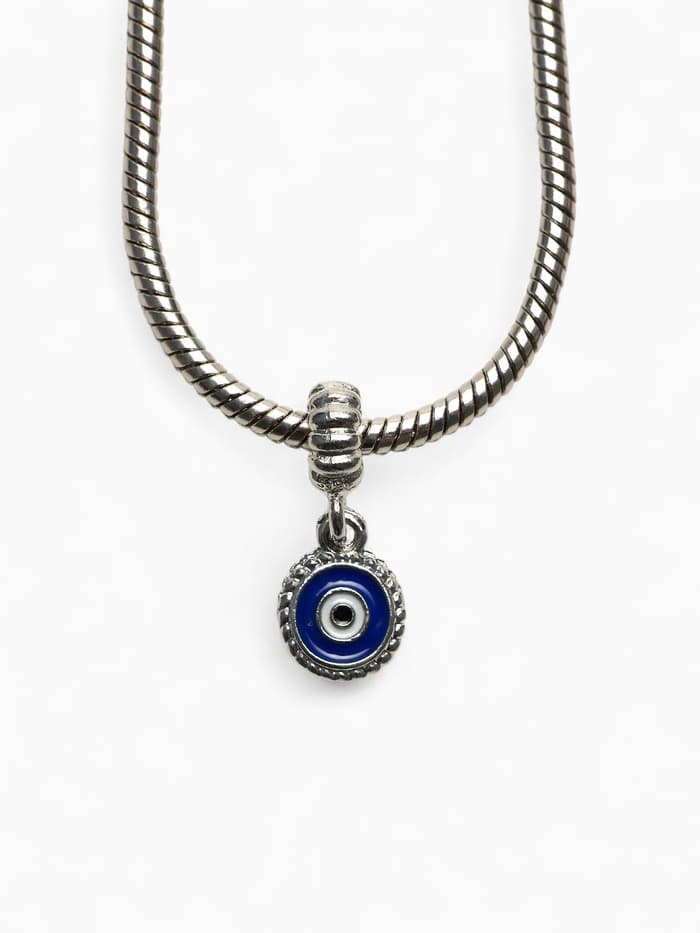 Шарм подвеска «От сглаза», бело-синий в серебре