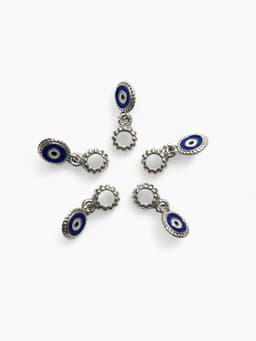 Шарм подвеска «От сглаза», бело-синий в серебре