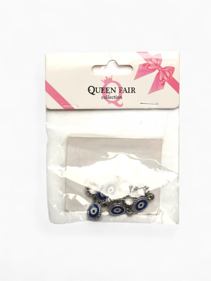 Шарм подвеска «От сглаза», бело-синий в серебре