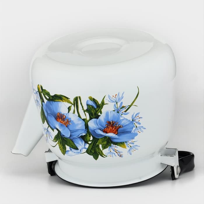 Чайник «Цветы синие», 3.5 л, эмалированная сталь, белый