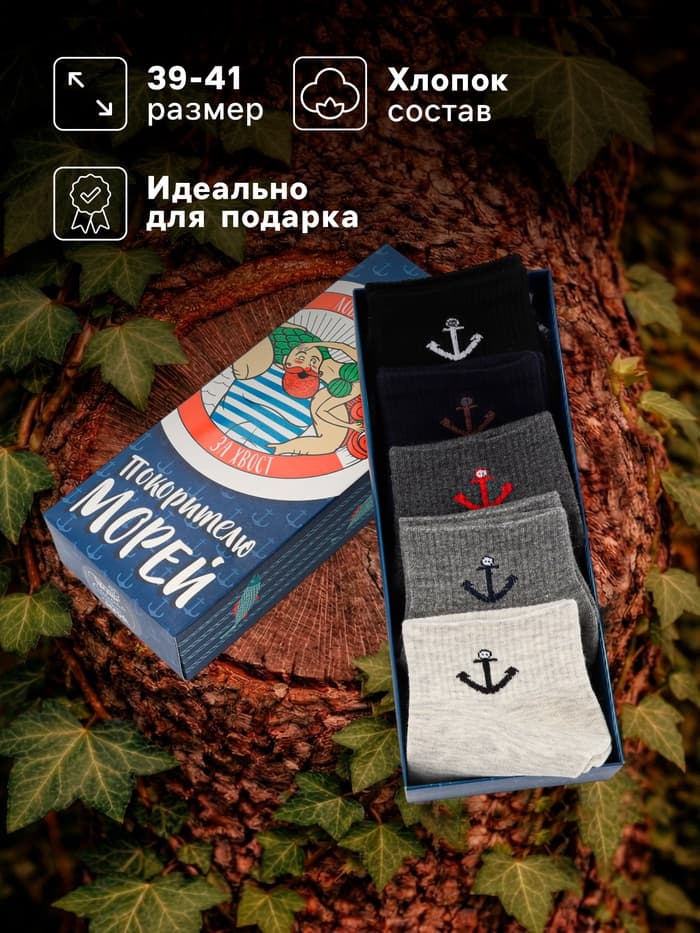 Носки мужские KAFTAN «Покорителю морей», набор 5 пар, р-р 39-41 (25-28 см)
