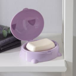 Мыльница с крышкой «Котейка», пластик, 11.5×11×8 см, МИКС