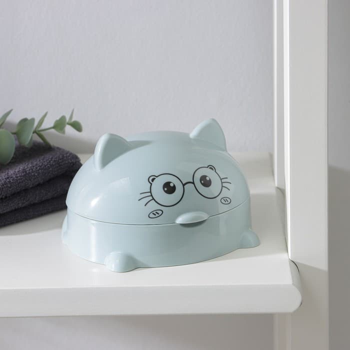 Мыльница с крышкой «Котейка», пластик, 11.5×11×8 см, МИКС