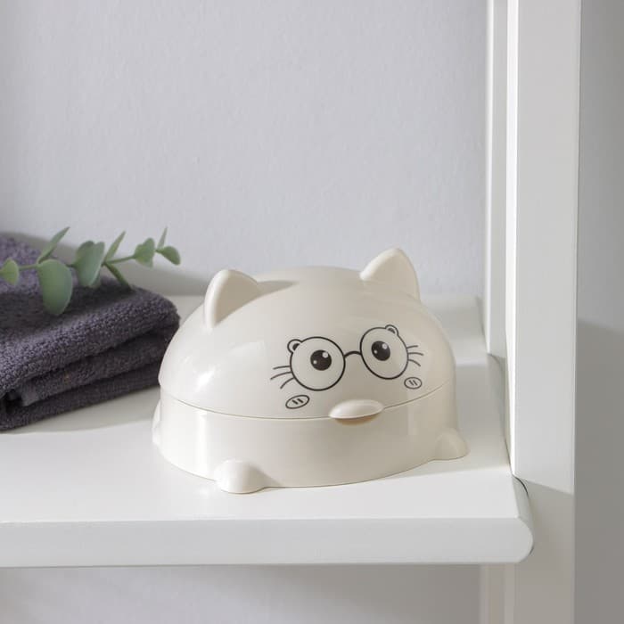 Мыльница с крышкой «Котейка», пластик, 11.5×11×8 см, МИКС