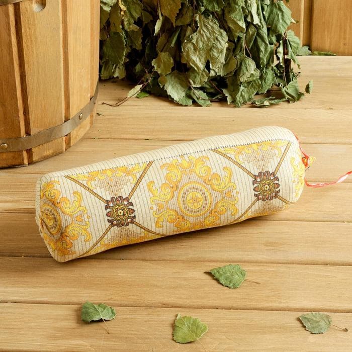 Подушка-валик со стружкой можжевельника, сувенирный, 10×28 см, МИКС