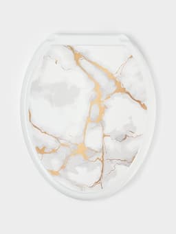 Сиденье для унитаза «Декор. Белый мрамор», 44×36 см, с крышкой, белое