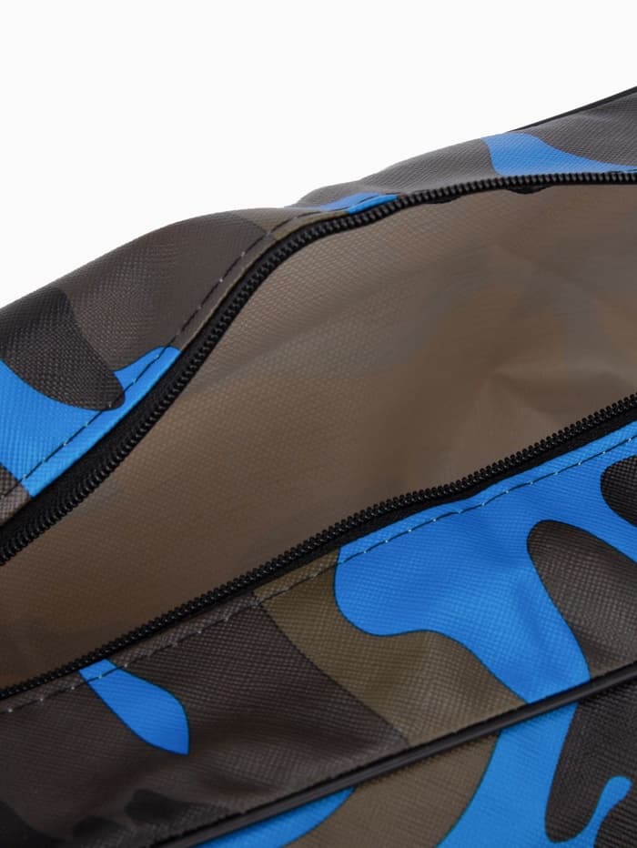 Косметичка на молнии мужская, с ручкой, с принтом, с сеткой, камуфляж/синяя