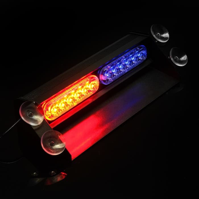 Сигнальный стробоскоп под лобовое стекло 12 LED, 12 В, 9 режимов, красно-синий