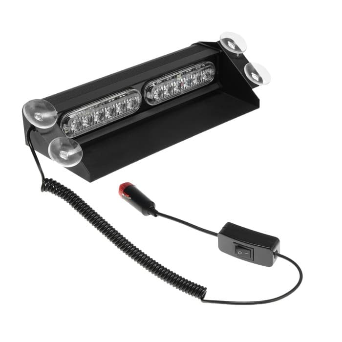 Сигнальный стробоскоп под лобовое стекло 12 LED, 12 В, 9 режимов, красно-синий