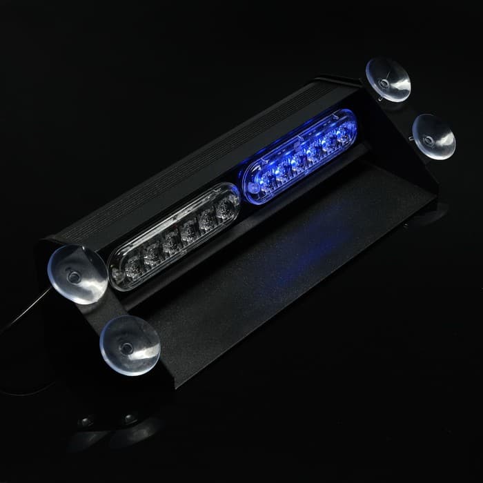 Сигнальный стробоскоп под лобовое стекло 12 LED, 12 В, 9 режимов, красно-синий