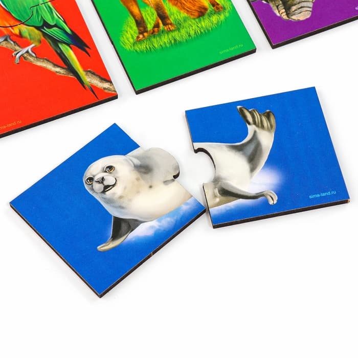 Пазл двойной Лесная мастерская «Животные», головоломка, 12 пазлов, 24 детали