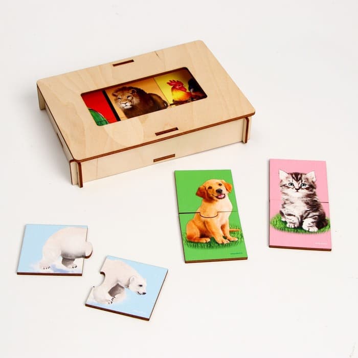 Пазл двойной Лесная мастерская «Животные», головоломка, 12 пазлов, 24 детали