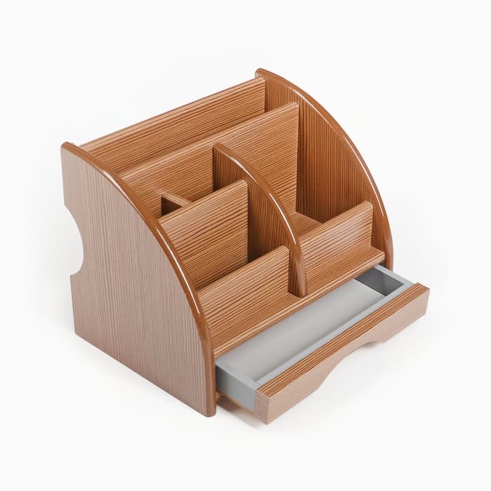 Органайзер 5 секций, 1 выдвижной ящик, серия Ясень шимо, 20×16.5×15.5 см, МИКС