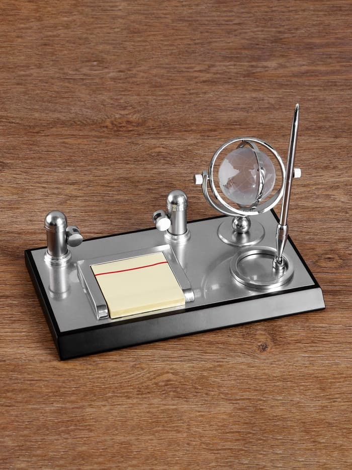 Набор настольный, органайзер 4 в 1 с визитницей, черное дерево