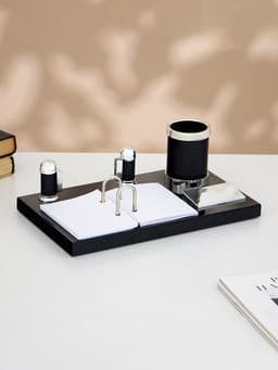 Набор настольный 4 в 1, органайзер с визитницей, черное дерево