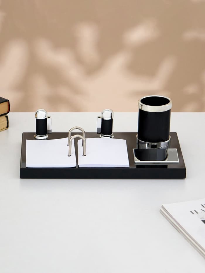 Набор настольный 4 в 1, органайзер с визитницей, черное дерево