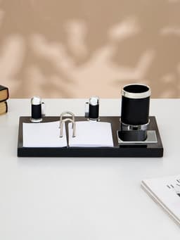 Набор настольный 4 в 1, органайзер с визитницей, черное дерево