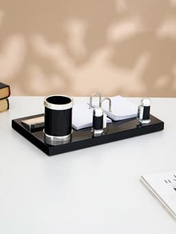 Набор настольный 4 в 1, органайзер с визитницей, черное дерево