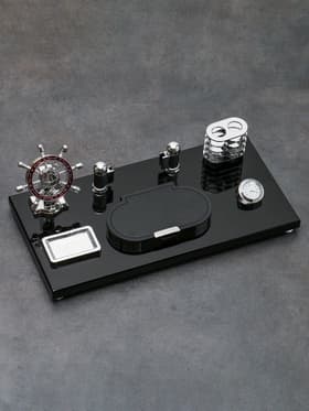 Набор настольный, органайзер 6 в 1 (часы, блок для бумаги, карандашница, визитница), 40×20×15 см