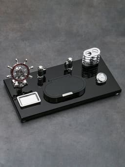 Набор настольный, органайзер 6 в 1 (часы, блок для бумаги, карандашница, визитница), 40×20×15 см