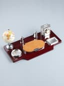 Набор настольный, органайзер 7 в 1, часы, лок для бумаги, визитница, глобус, подставка для печати, карандашница, 40×20×17, МИКС