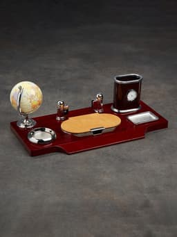 Набор настольный, органайзер 7 в 1, часы, лок для бумаги, визитница, глобус, подставка для печати, карандашница, 40×20×17, МИКС