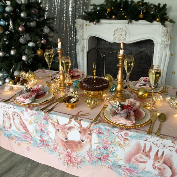 Скатерть на стол с салфетками «Этель» Pink magic: скатерть 150×110 см ±3 см с ГМВО, салфетки 40×40 см - 4 шт.