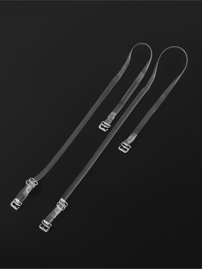 Лямки для бюстгальтера, силиконовые, фурнитура металл, 0.5 см, 37 см, пара, прозрачные
