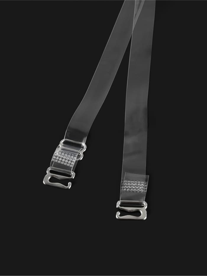 Лямки для бюстгальтера, силиконовые, фурнитура металл, 1 см, 37 см, пара, прозрачные