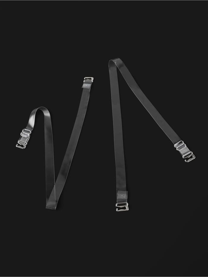 Лямки для бюстгальтера, силиконовые, фурнитура металл, 1 см, 37 см, пара, прозрачные