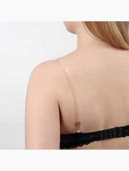 Лямки для бюстгальтера, силиконовые, фурнитура металл, 1 см, 37 см, пара, прозрачные