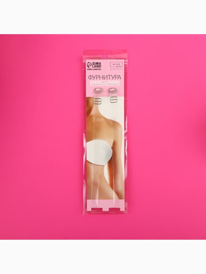 Лямки для бюстгальтера, силиконовые, фурнитура металл, 1 см, 37 см, пара, прозрачные