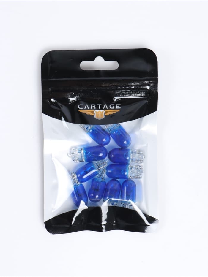 Галогенная лампа для авто Cartage BLUE, T10, W5W, 12 В, 5 Вт, набор 10 шт.