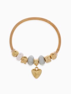 Браслет с шармами «Марджери. Сердце и жемчуг», d=6.5 см, белый в розовом золоте