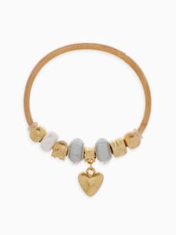Браслет с шармами «Марджери. Сердце и жемчуг», d=6.5 см, белый в розовом золоте