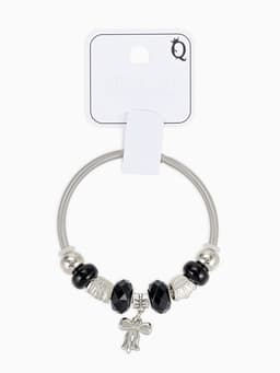 Браслет с шармами «Марджери. Бант», d=6.5 см, чёрный в серебре