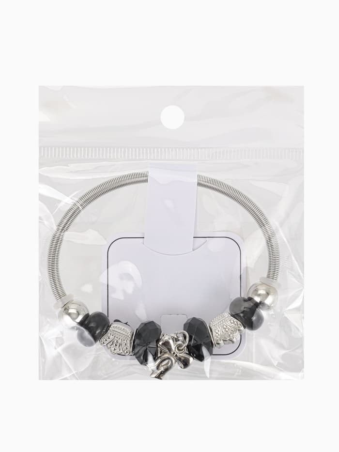 Браслет с шармами «Марджери. Бант», d=6.5 см, чёрный в серебре