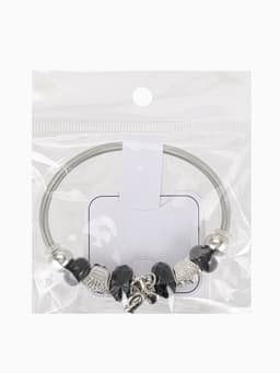 Браслет с шармами «Марджери. Бант», d=6.5 см, чёрный в серебре