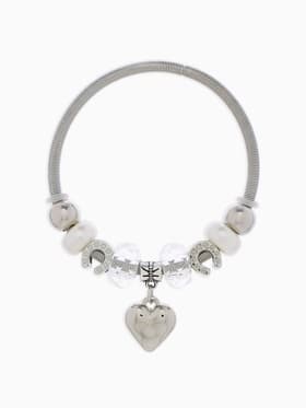 Браслет с шармами «Марджери. Сердце и подкова», d=6.5 см, белый в серебре