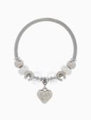 Браслет с шармами «Марджери. Сердце и подкова», d=6.5 см, белый в серебре