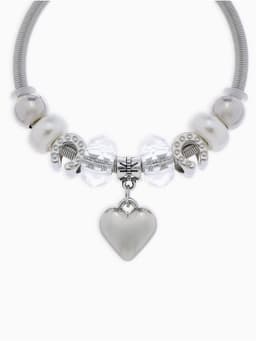 Браслет с шармами «Марджери. Сердце и подкова», d=6.5 см, белый в серебре