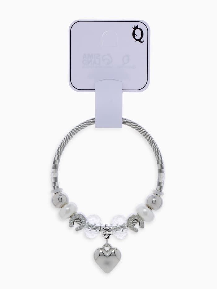 Браслет с шармами «Марджери. Сердце и подкова», d=6.5 см, белый в серебре